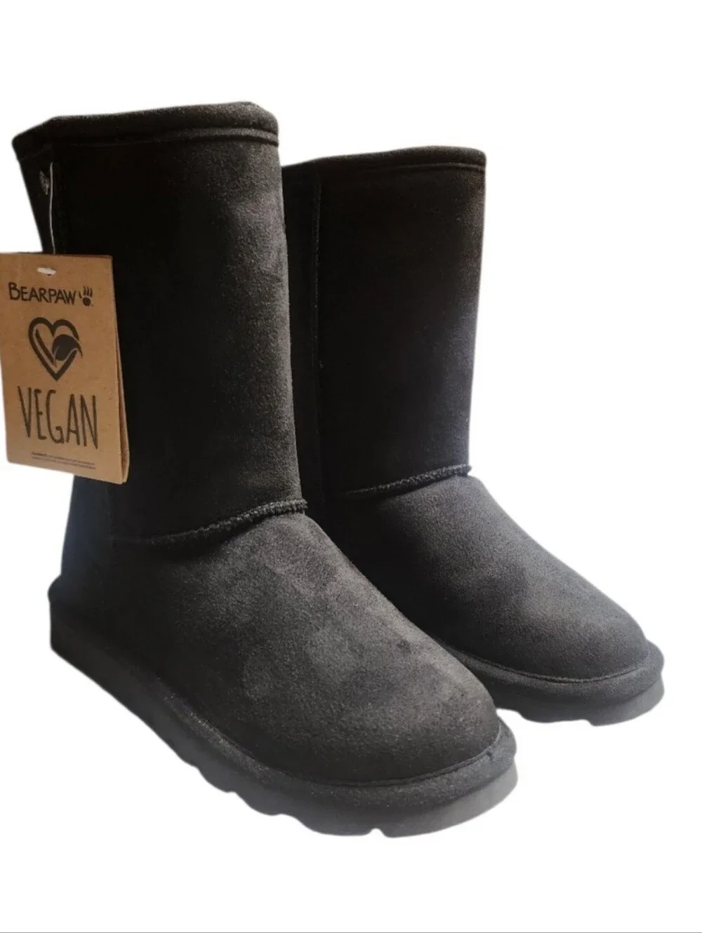 BEARPAW Women's Elle Short Vegan Boots Black Size 7 Brand New No Box